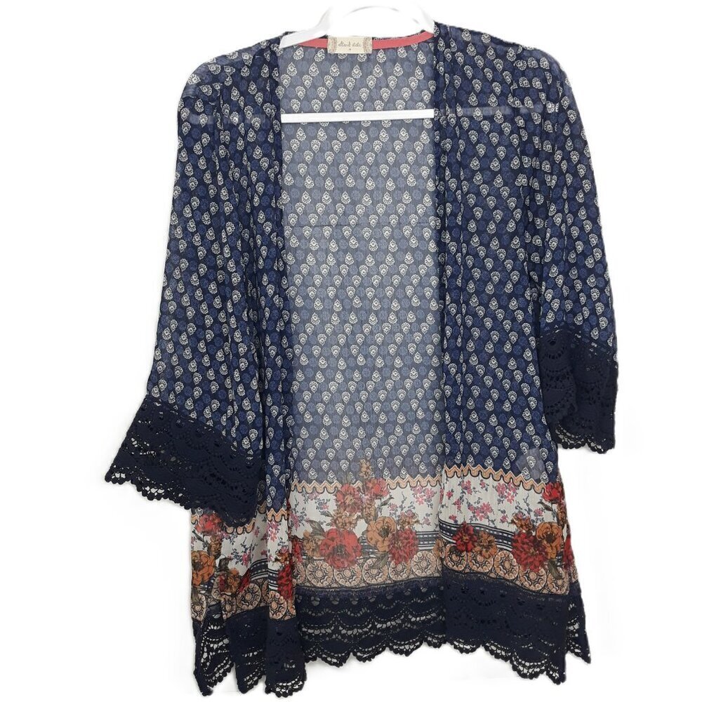 Altar'd State Floral Crochet Lace Kimono M Boho Festival Western Beach Pool